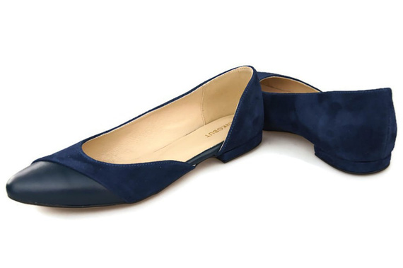 Obuwie Damskie Baleriny Czarne skóra naturalna Zamszowa 131 ElitaBut