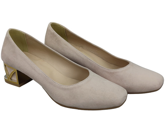 Comfortable Women's Shoes Pumps with Decorative Heel Natural Suede Leather 219 From ElitaBut