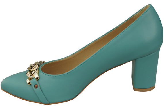 Classic Women's Pumps Shoes made of Natural Leather with a Gold Decorative Chain 200 ElitaBut