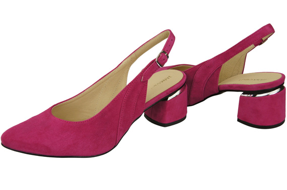 Sandały Damskie z Naturalnej Skóry Zamszowej Purpurowe Elegancja i Komfort 196 Z ElitaBut