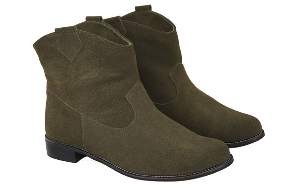 Obuwie Botki Damskie Wiosna / Jesień skóra naturalna welurowa Butelkowy 132 L ElitaBut