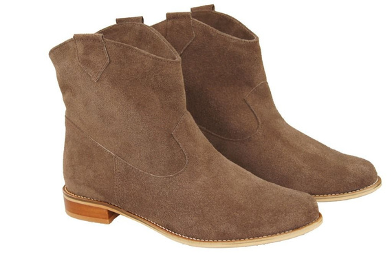 Obuwie Botki Damskie Orzechowe Wiosna / Jesień skóra naturalna welurowa 132 L ElitaBut