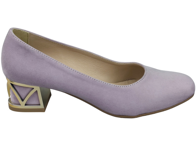 Comfortable Women's Shoes Pumps with Decorative Heel Natural Suede Leather 219 From ElitaBut