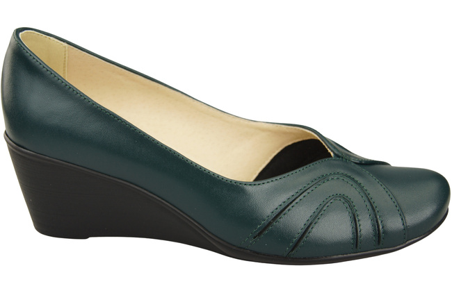 Women's Black Natural Leather Wedge Pumps 828 ElitaBut