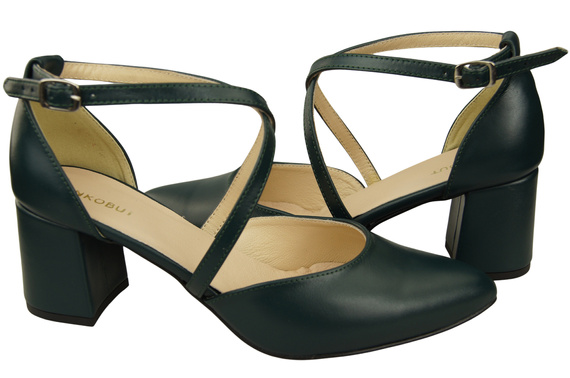 Elegant Leather Sandals with Open Sides on a Stable Heel 218 ElitaBut