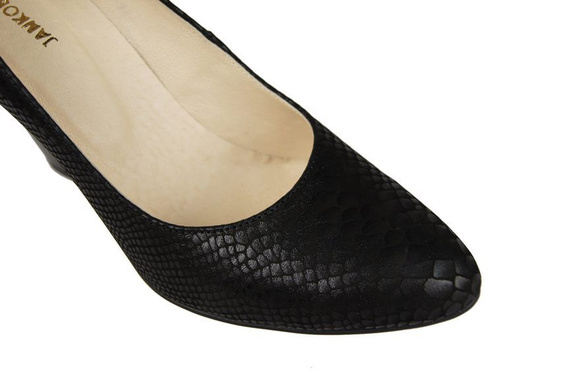 Obuwie Damskie Czółenka skóra naturalna motyw łuski Czarne 926 ElitaBut