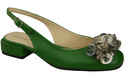 Obuwie Damskie Sandały Zielone z Kryształkami Skóra naturalna 215 ElitaBut