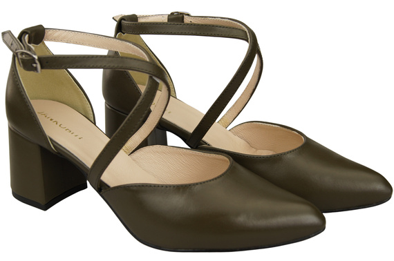 Elegant Leather Sandals with Open Sides on a Stable Heel 218 ElitaBut