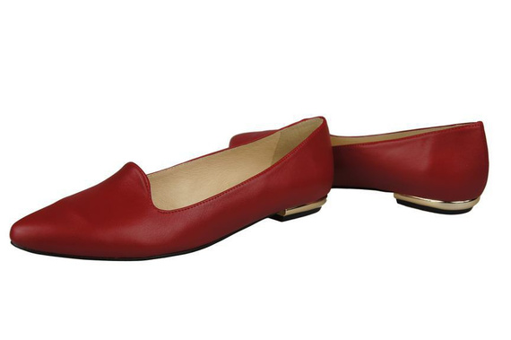 Obuwie Baleriny Damskie Lordsy Skóra Naturalna Czerwone 914 ElitaBut