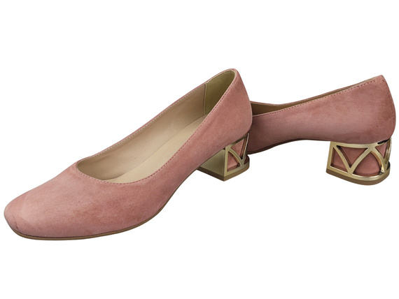 Comfortable Women's Shoes Pumps with Decorative Heel Natural Suede Leather 219 From ElitaBut