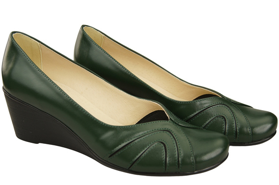 Women's Black Natural Leather Wedge Pumps 828 ElitaBut