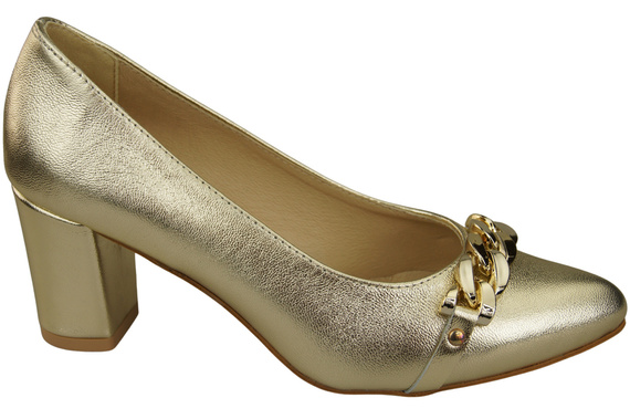 Classic Women's Pumps Shoes made of Natural Leather with a Gold Decorative Chain 200 ElitaBut