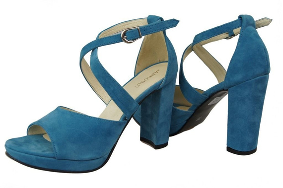 Obuwie Damskie Sandały Błekitne skóra naturalna Zamszowa 114 ElitaBut