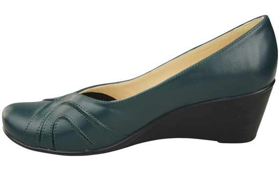 Women's Black Natural Leather Wedge Pumps 828 ElitaBut