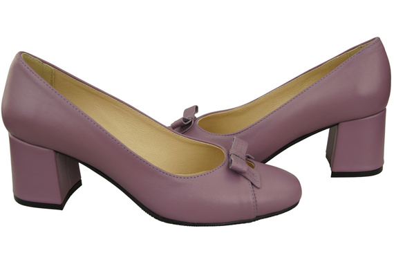 Women's Pumps with a Bow, Natural Leather and Low Heel 203 ElitaBut
