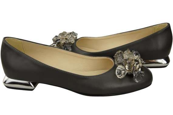 Women's Pumps with Crystals Flat Natural Leather 216 ElitaBut