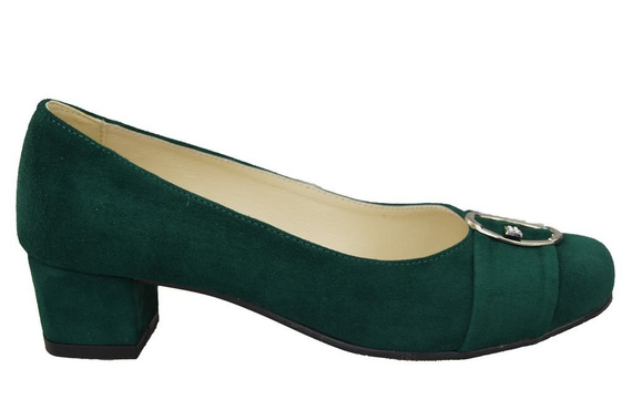 Obuwie Damskie Czółenka Malachitowy Skóra Naturalna Zamszowa 135 ElitaBut