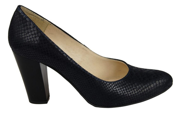 Obuwie Damskie Czółenka skóra naturalna motyw łuski Granatowe 926 ElitaBut