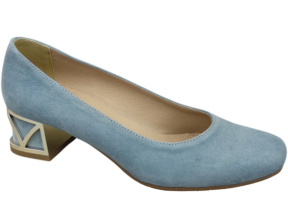 Comfortable Women's Shoes Pumps with Decorative Heel Natural Suede Leather 219 From ElitaBut