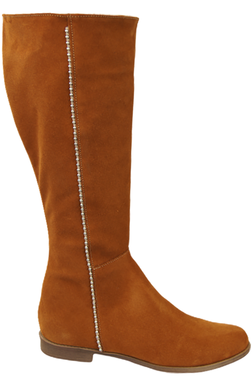 Obuwie Kozaki Damskie Rude skóra naturalna Welurowa 153 ElitaBut