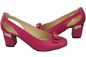 Buty Czółenka Damskie Purpurowe z Naturalnej Skóry z Ozdobnym Obcasem 199 ElitaBut