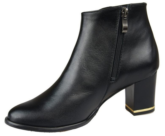 Obuwie Botki Damskie Ocieplane skóra naturalna Czarne 879 Z ElitaBut