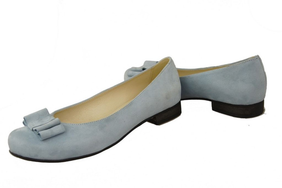 Obuwie Damskie Baleriny Jasny Błekit skóra naturalna Zamszowa 126 ElitaBut