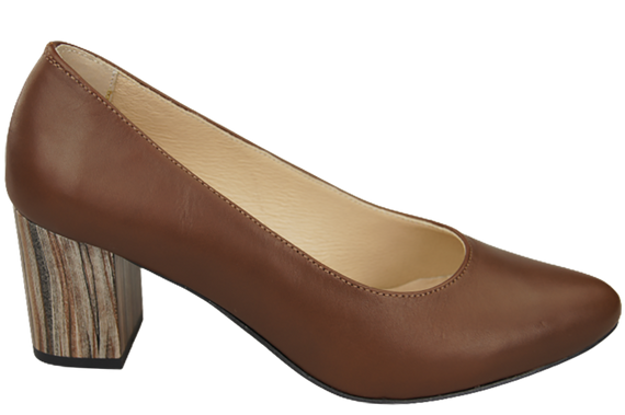 Obuwie Damskie Czółenka Brązowe Skóra naturalna z Ozdobnym Obcasem 157 ElitaBut