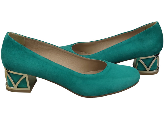 Comfortable Women's Shoes Pumps with Decorative Heel Natural Suede Leather 219 From ElitaBut