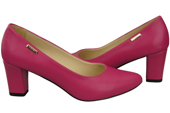 Klasyczne Gładkie Buty Czółenka Damskie Purpurowe z Naturalnej Skóry 213 ElitaBut