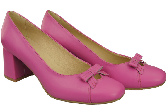 Women's Pumps with a Bow, Natural Leather and Low Heel 203 ElitaBut
