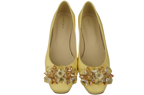 Women's Pumps with Crystals Flat Natural Leather 216 ElitaBut