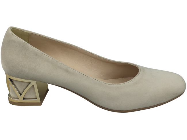 Comfortable Women's Shoes Pumps with Decorative Heel Natural Suede Leather 219 From ElitaBut