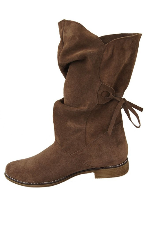 Obuwie Botki Damskie Wiosna / Jesień skóra naturalna welurowa Orzechowe 999 L ElitaBut