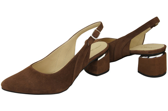 Sandały Damskie z Naturalnej Skóry Zamszowej Brązowe Elegancja i Komfort 196 Z ElitaBut