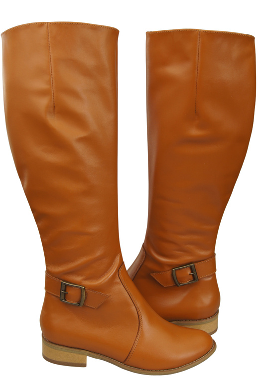 Women’s leather boots, lined officer boots, flat 225 ElitaBut
