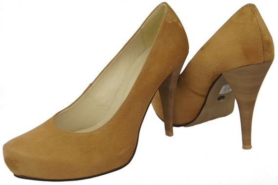 Obuwie Damskie Czółenka Rude Skóra naturalna Zamszowa 644 ElitaBut