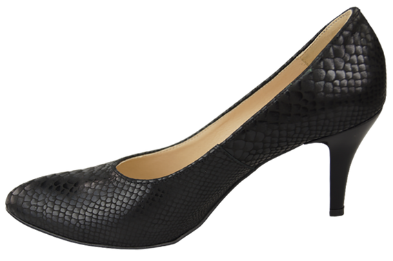 Obuwie Damskie Czółenka Czarne Motyw Węża Skóra naturalna 150 ElitaBut
