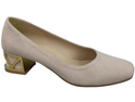 Comfortable Women's Shoes Pumps with Decorative Heel Natural Suede Leather 219 From ElitaBut