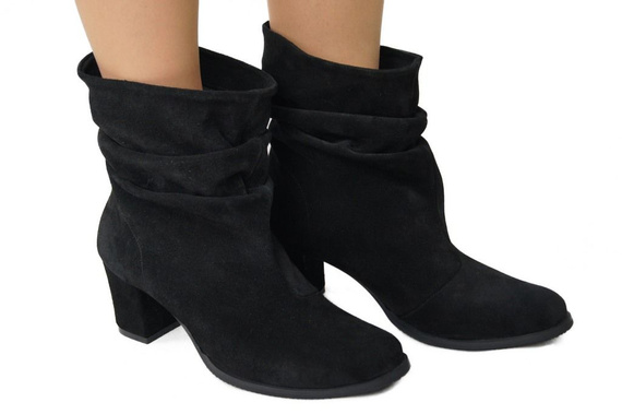 Obuwie Damskie Botki skóra naturalna Czarne 986 ElitaBut