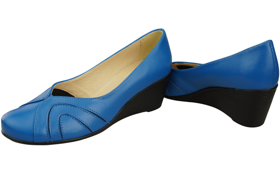 Women's Black Natural Leather Wedge Pumps 828 ElitaBut