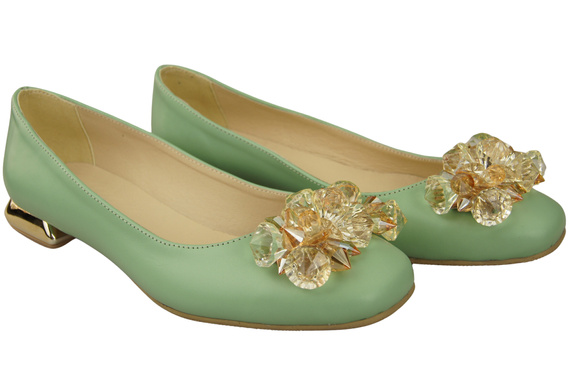 Women's Pumps with Crystals Flat Natural Leather 216 ElitaBut