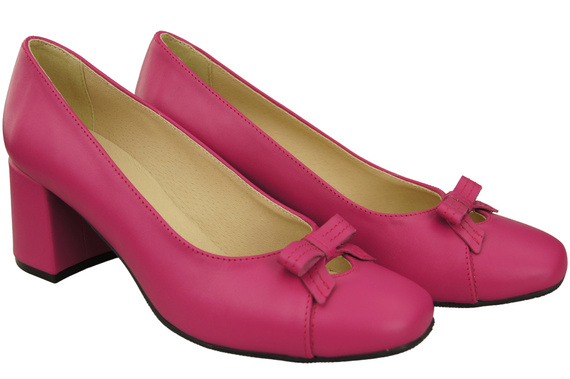 Women's Pumps with a Bow, Natural Leather and Low Heel 203 ElitaBut