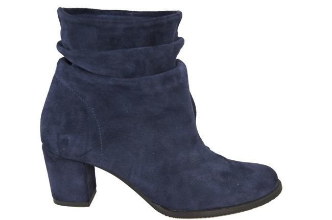 Obuwie Damskie Botki skóra naturalna Granatowe 986 ElitaBut