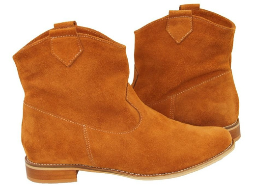 Obuwie Botki Damskie Rude Wiosna / Jesień skóra naturalna welurowa 132 L ElitaBut