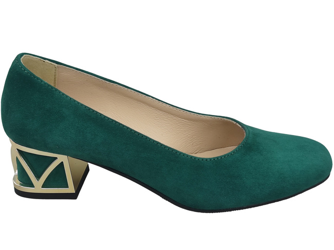 Comfortable Women's Shoes Pumps with Decorative Heel Natural Suede Leather 219 From ElitaBut