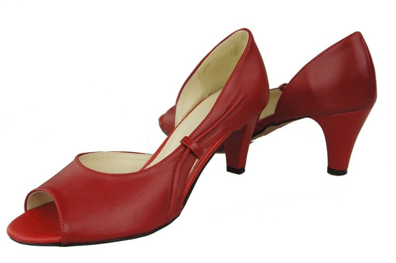 Obuwie Damskie Sandały Czerwone Skóra Naturalna 566 ElitaBut