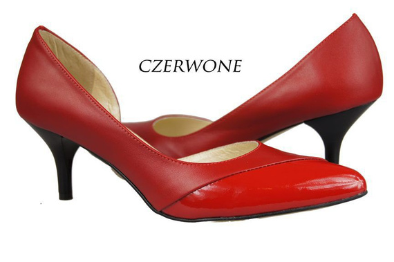 Obuwie Damskie Czółenka skóra naturalna Czerwone 898 ElitaBut