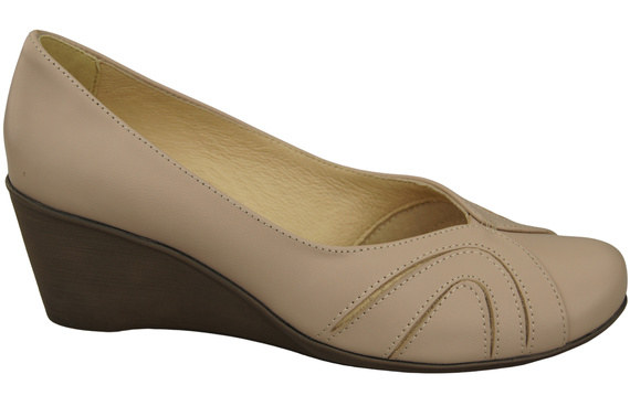 Women's Black Natural Leather Wedge Pumps 828 ElitaBut