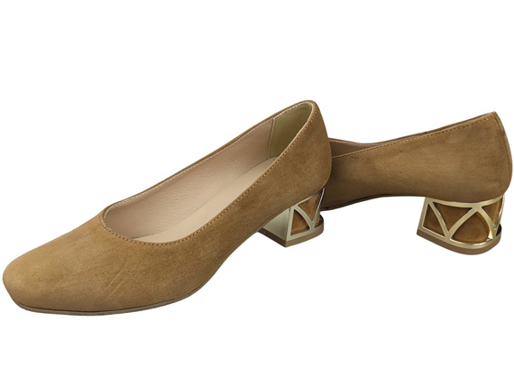 Comfortable Women's Shoes Pumps with Decorative Heel Natural Suede Leather 219 From ElitaBut